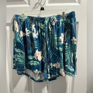 Tropical casual elastic waist shorts